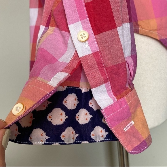 Isabella Sinclair Hibiscus Tea Pink Plaid Mixed Media Atlay Buttondown Shirt, XS - Picture 7 of 15
